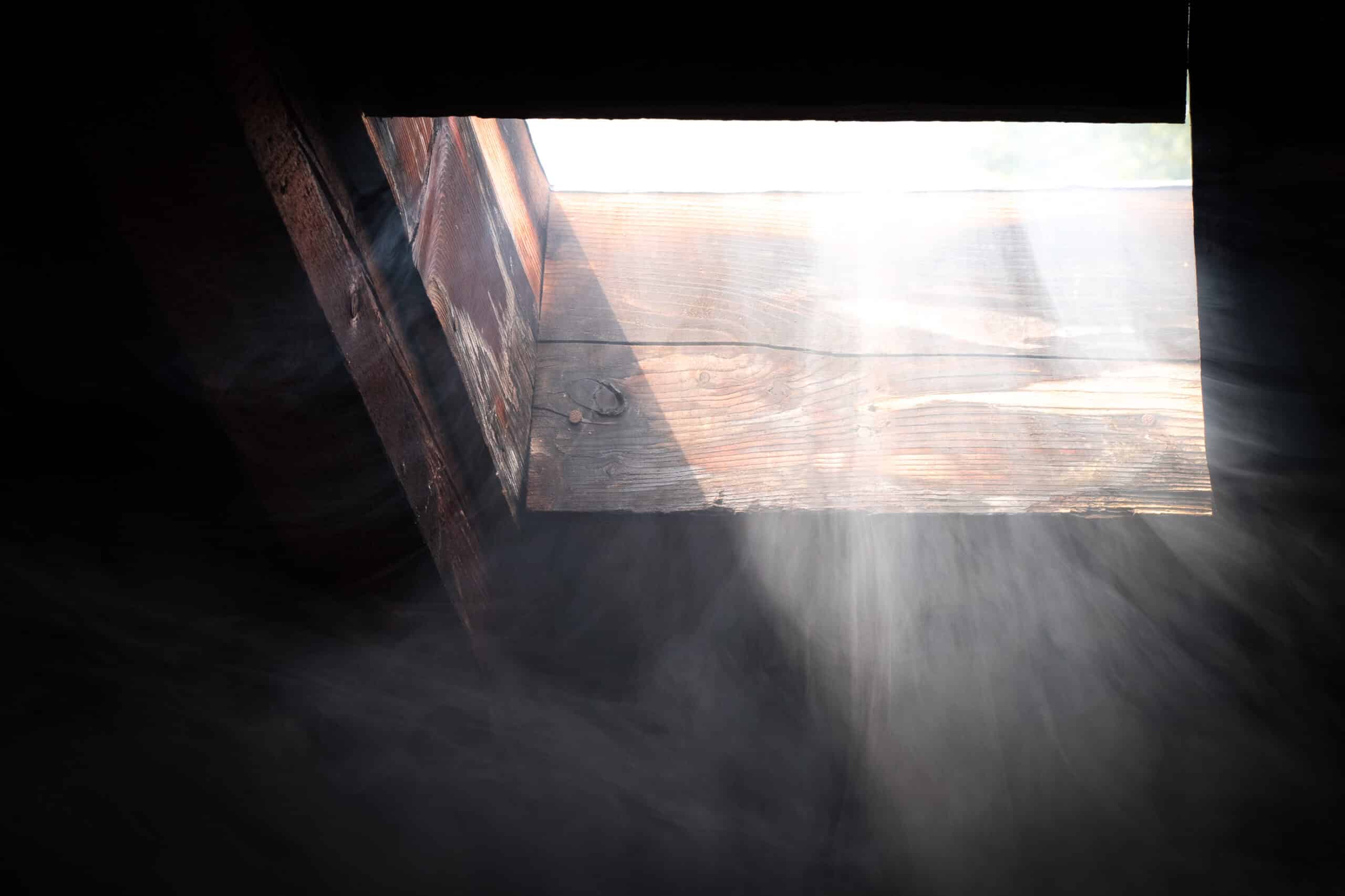Visible flow of air through the attic window