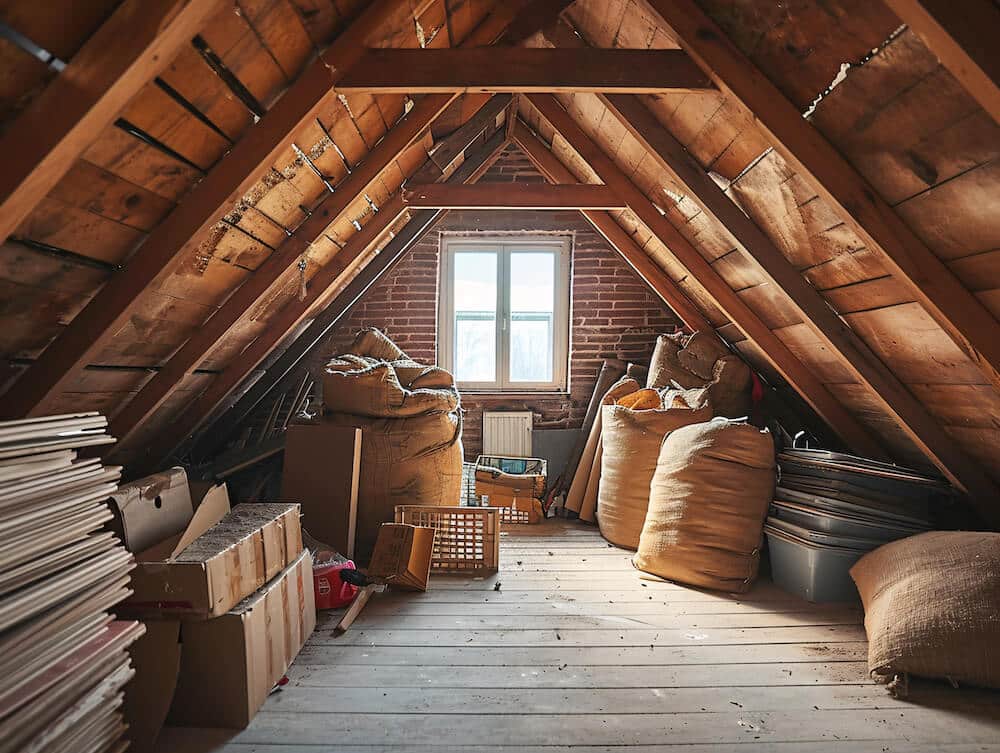 dirty attic that needs to be professionally cleaned