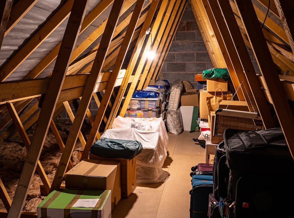 Small attic with lots of storage issues.