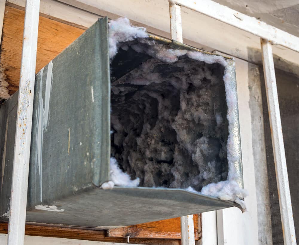 lint buildup in ventilation duct